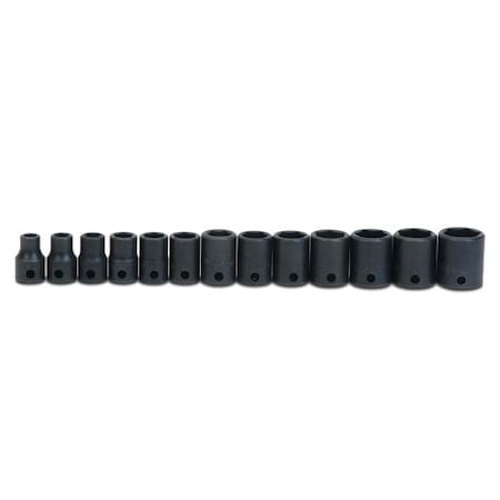 Williams Socket Set, 13 Pieces, 3/8 Inch Dr, Shallow, 3/8 Inch Size, JHWWS-2-13 JHWWS-2-13
